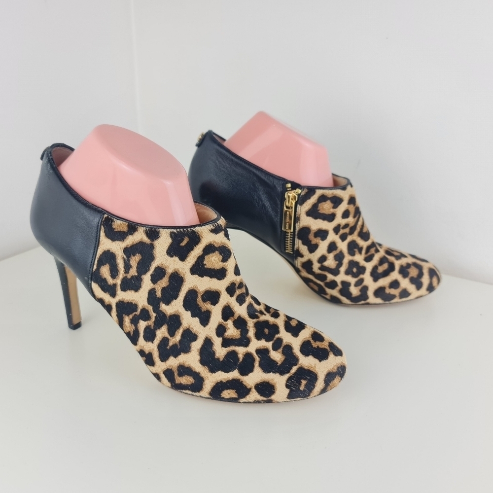 Michael Kors Leopard Print Haircalf Ankle Boots Size 9.5M Leather - Picture 6 of 14